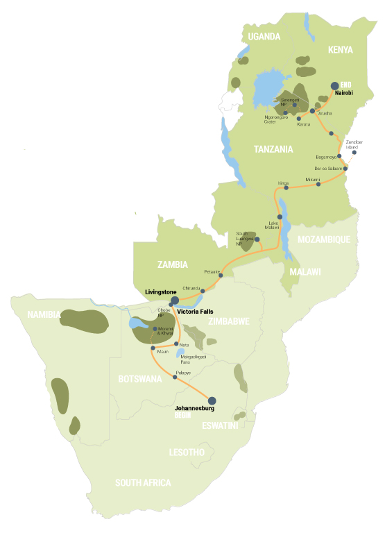 Gruppenreise Johannesburg nach Nairobi