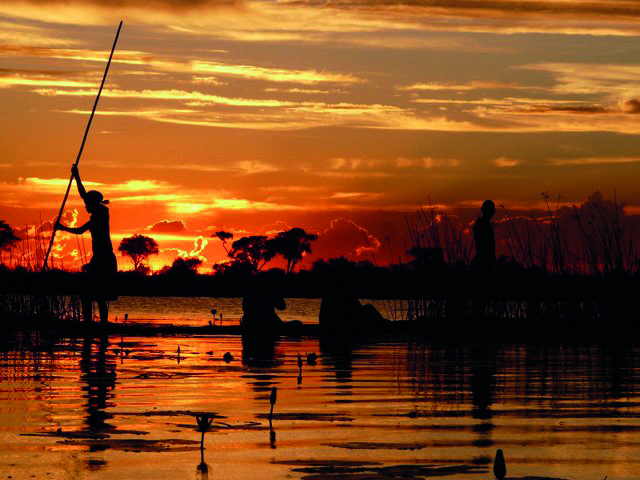 Mokoro Fahrt Okavango Delta  auf der Camping und Lodge Rundreise in Botswana