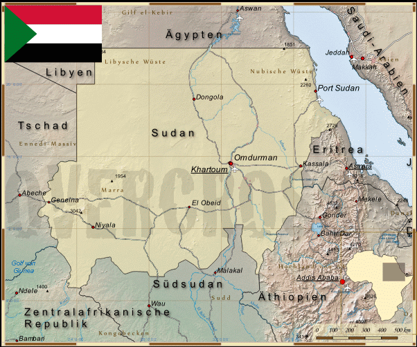 Reisekarte von Sudan des Reiseveranstalters Overcross