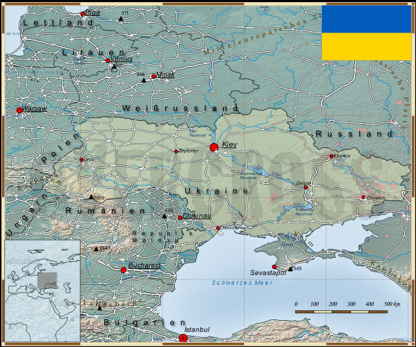 Reisekarte von der Ukraine des Reiseveranstalters OVERCROSS, für Vergrösserung bitte klicken Reisekarte von der Ukraine des Reiseveranstalters OVERCROSS